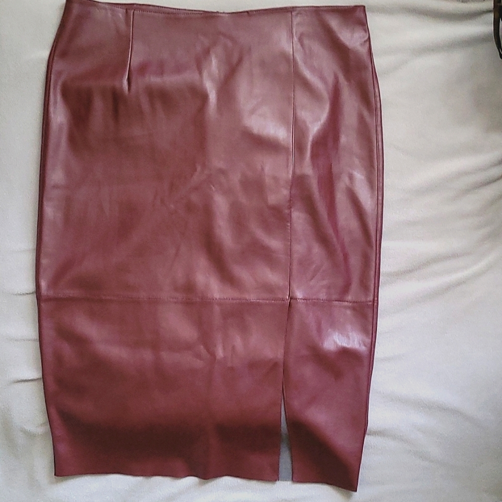 Brown faux leather skirt